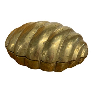 Vintage Brass Clam Shell Box For Sale