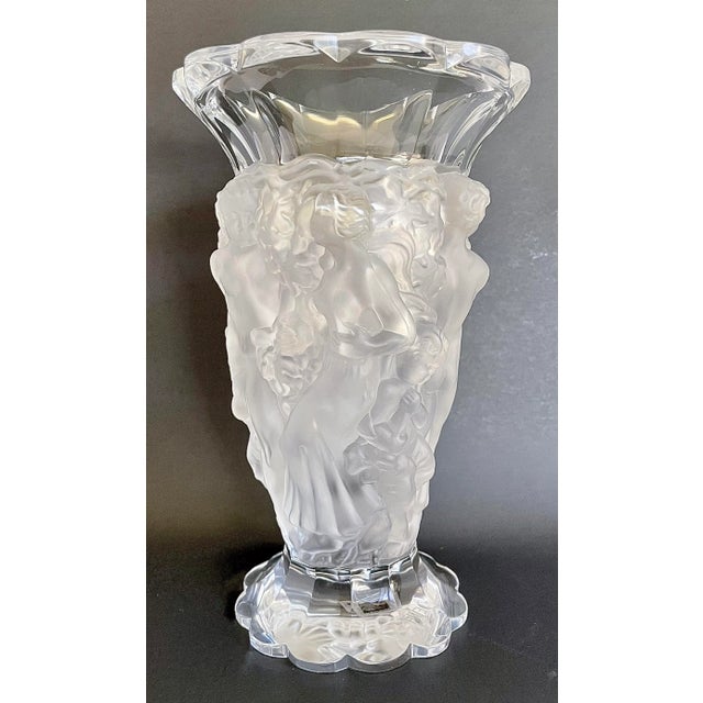Vintage Desna Czech Republic Crystal Nude Figures Vase For Sale - Image 9 of 13