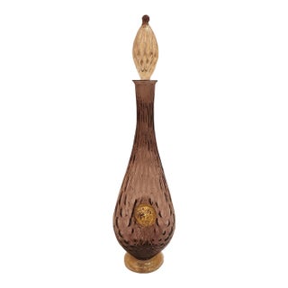 Early 20th Century Murano Style Amethyst and Gold Decanter For Sale