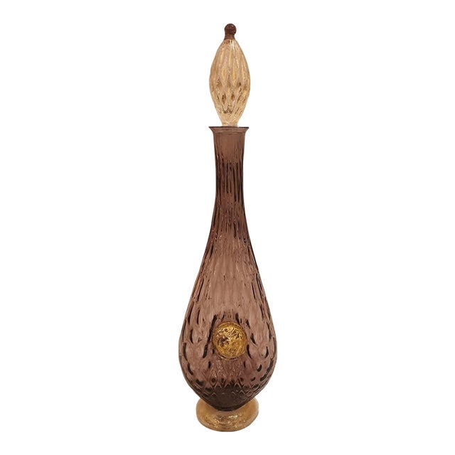 Early 20th Century Murano Style Amethyst and Gold Decanter For Sale