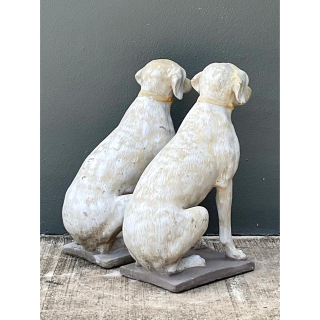 Vintage Cement Dog Sculptures - A Pair For Sale - Image 9 of 12