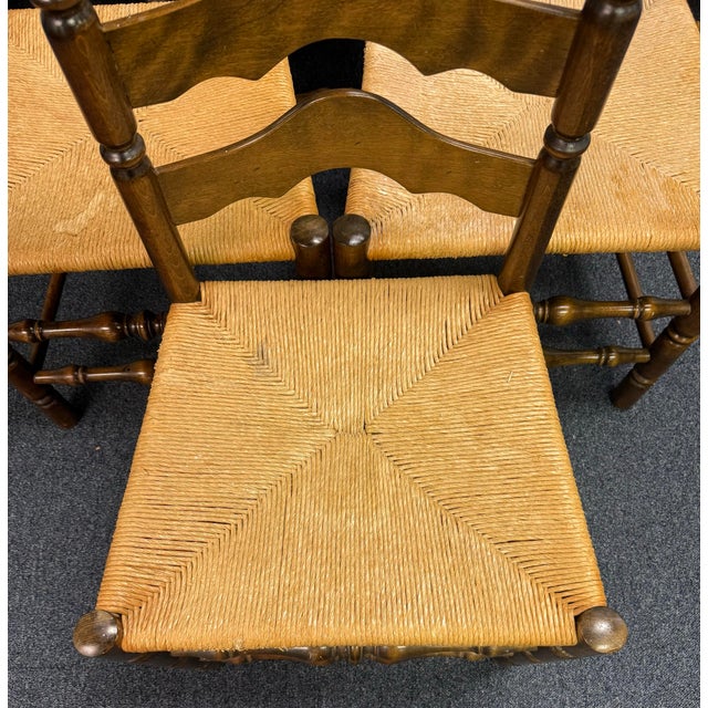 Late 20th Century Early American Ladderback Dining Chairs - Set of 6 For Sale - Image 11 of 12