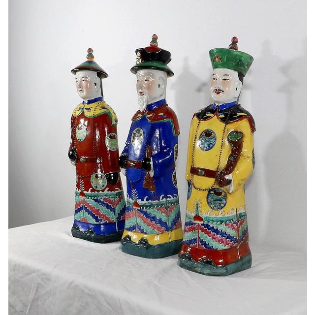 Mandarin Dignitary Statues in Earthenware, China, 1980s, Set of 3 For Sale - Image 3 of 18
