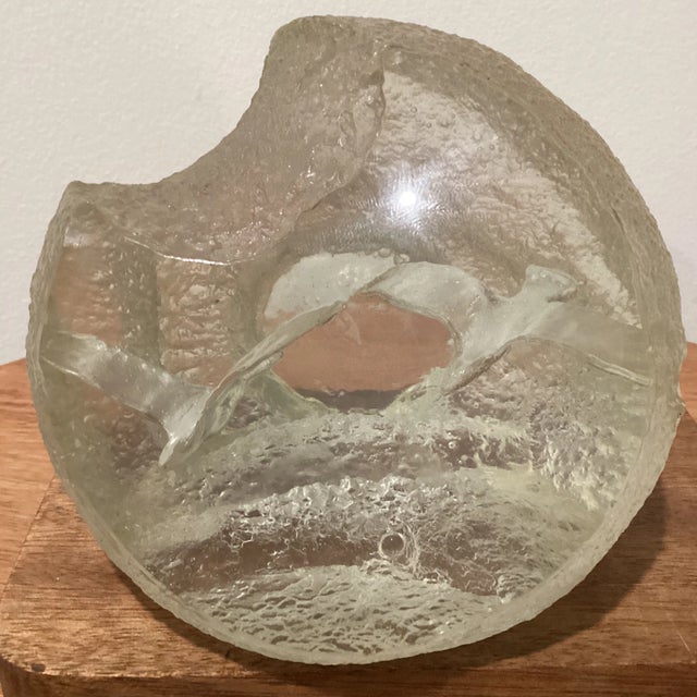 Mid Century Birds in Flight " Clear Lucite Acrylic Sculpture by J. Pelt Engraved on Wood Base For Sale - Image 10 of 13