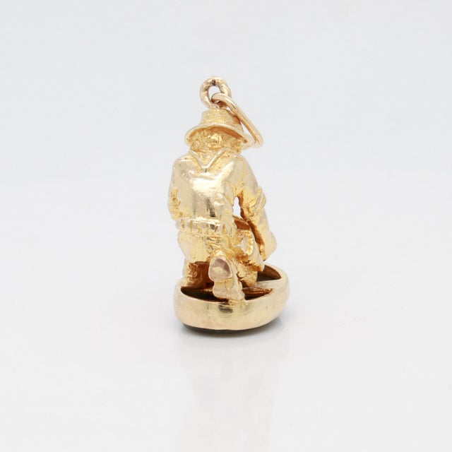 Early 20th Century Antique 9k Gold & Jade Seal With Figural Gold Miner Watch Fob Charm For Sale - Image 5 of 12