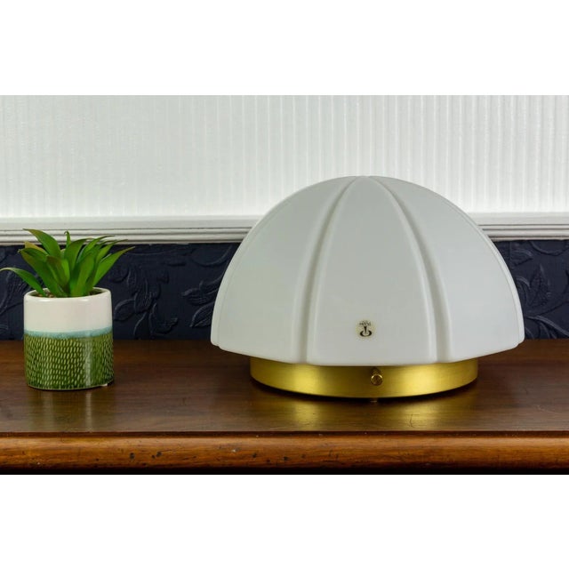 White Glass and Brass Ceiling Light by Peill & Putzler For Sale - Image 9 of 16