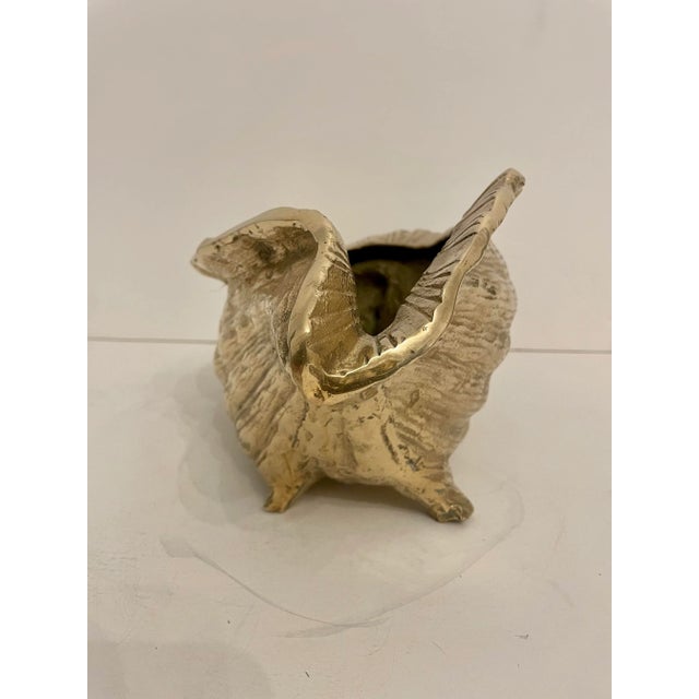 Metal Large Vintage Brass Conch Seashell Planter For Sale - Image 7 of 12