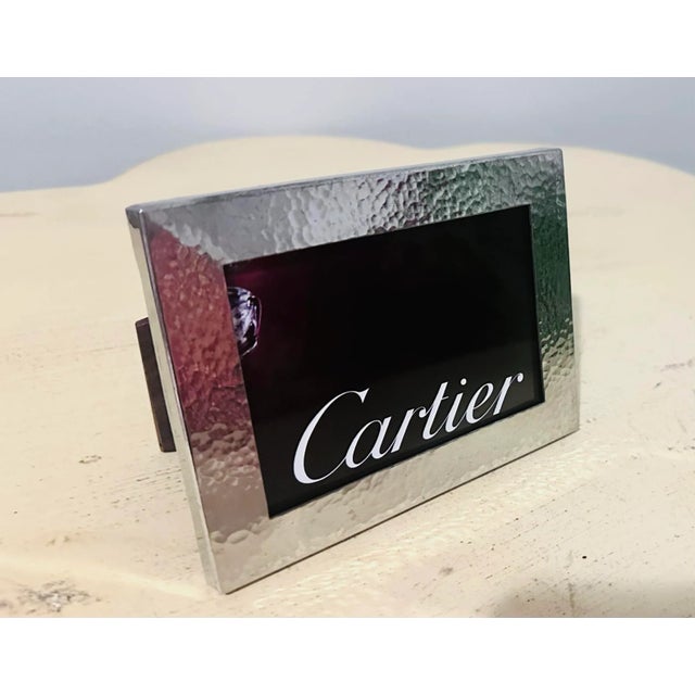 Mid-Century Modern Cartier Hammer Pewter Picture Frame For Sale - Image 3 of 9