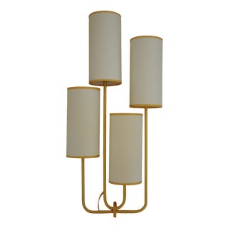 Wall Light Elevation 4 Patinated Gold and Fabric Lampshades by Aymeric Lefort For Sale