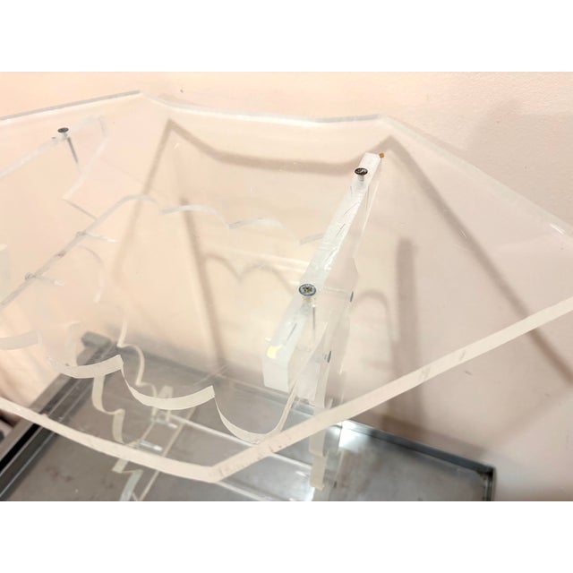 Plastic 1970s Handmade Lucite Side Table For Sale - Image 7 of 8