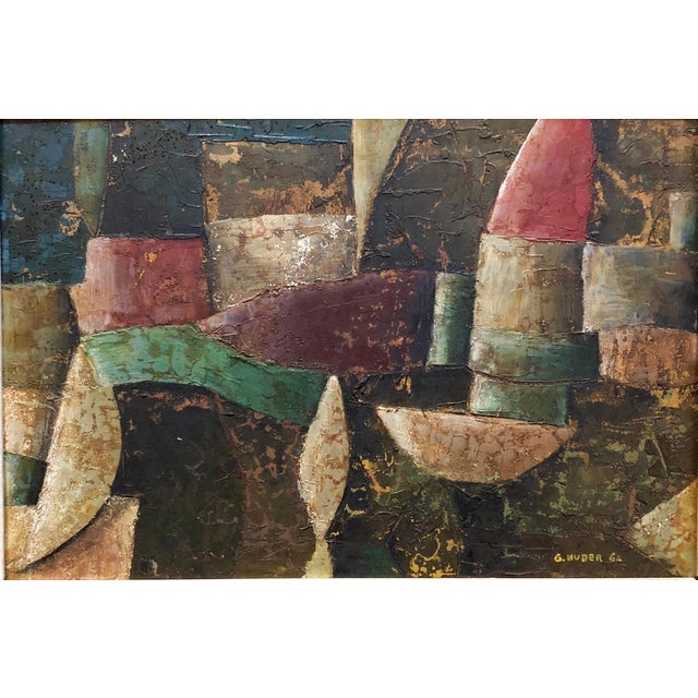 Giovanni Huber, 1960s Italian Futurist Abstract Oil Painting For Sale