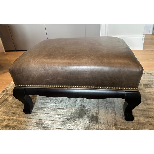 Arhaus Catania Wingback Chair & Matching Ottoman in Libby Smoke For Sale - Image 15 of 17