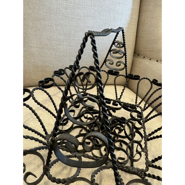 Early 20th Century, handcrafted in France, black finish wrought iron, European Antique market find, handled egg/ veggies...