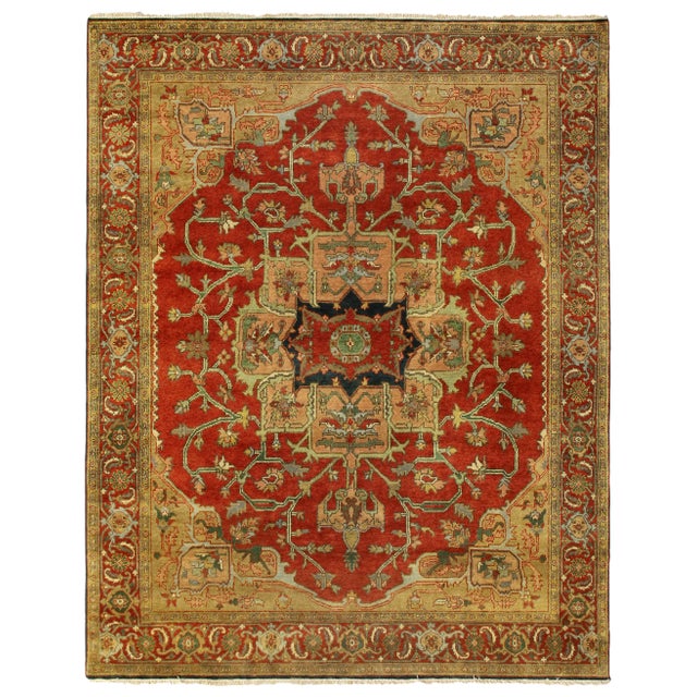 Exquisite Rugs Serapi Hand knotted Wool Red/Multi Rug-14'x18' For Sale