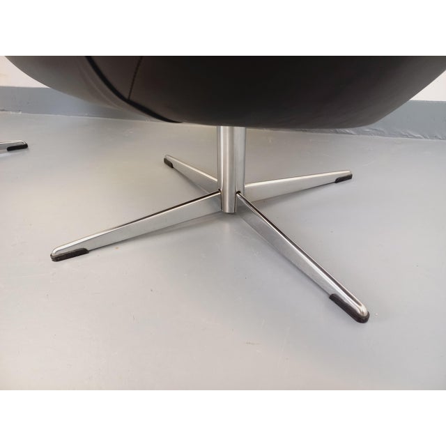Black Vintage Scandinavian Swivel Chairs in Imitation Leather and Chrome, 1970s, Set of 2 For Sale - Image 8 of 18