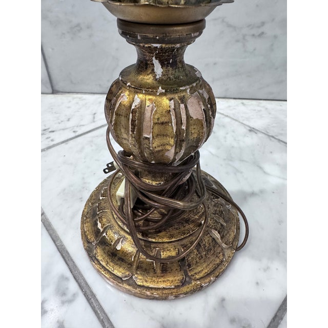 Mid 20th Century Italian Style Gilt Wood and Tole Three Light Candelabra For Sale - Image 9 of 10