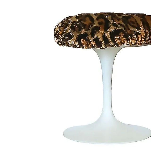 Mid-Century Tulip Stool With Leopard Print Seat For Sale - Image 4 of 4