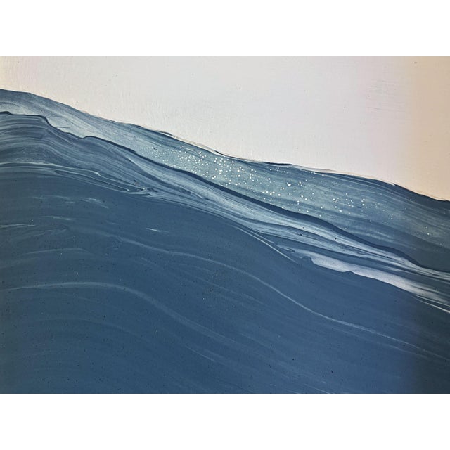 "Waves” Abstract Art in Antique Frame, Seascape Painting Transitional Wall Art by JTS For Sale In Minneapolis - Image 6 of 11