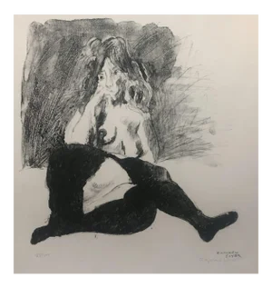 1967 Raphael Soyer Nude in Tights Lithograph