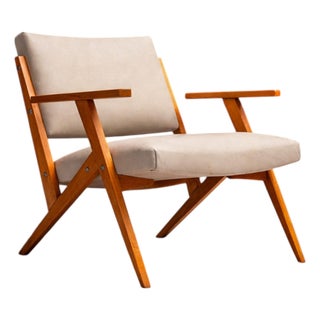Armchair in Beige Faux Leather, Jose Zanine Caldas, 1950s - Lot 107 For Sale