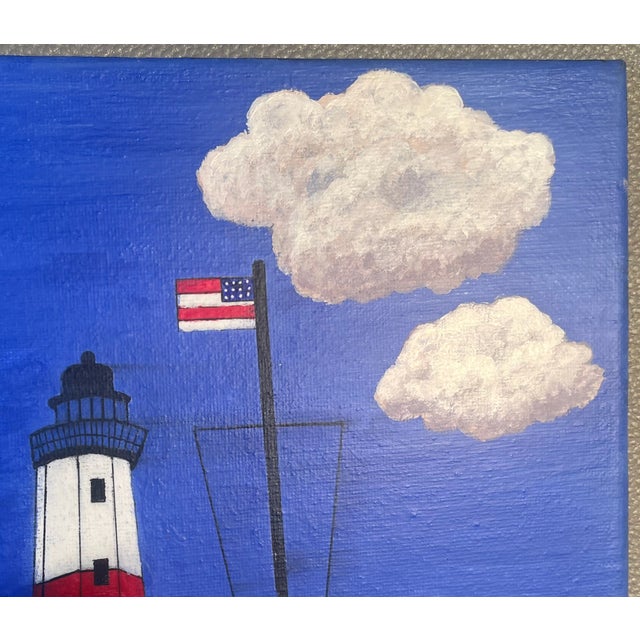 Montauk Point Lighthouse Original Acrylic Painting Long Island, Ny 8x10 Canvas Signed C.Gilliam For Sale In Providence - Image 6 of 7
