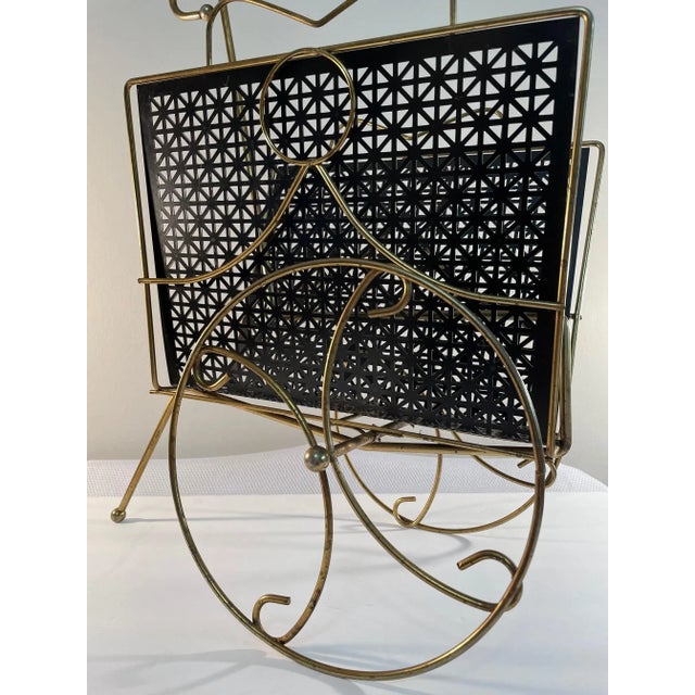 1950s 1950s Brass Magazine Rack With Wheels For Sale - Image 5 of 13