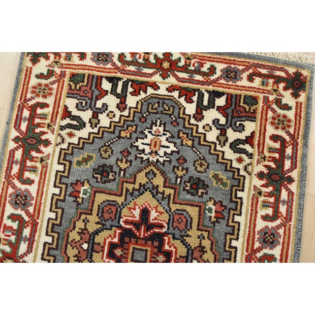 2020s Heriz Runner 2’7” X 7’11” Blue Wool Tribal Hand-Knotted Oriental Rug For Sale - Image 5 of 12