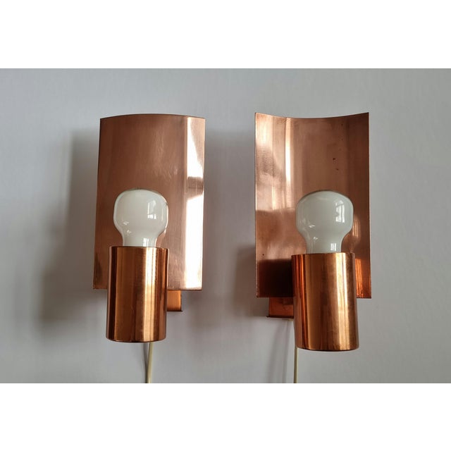 Mid-Century Copper Wall Lamps, Denmark, 1968, Set of 2 For Sale - Image 4 of 18