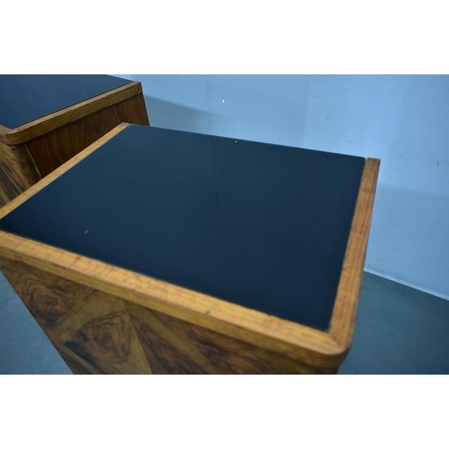 Wood Art Deco Bedside Tables, Czechoslovakia, Set of 2 For Sale - Image 7 of 17