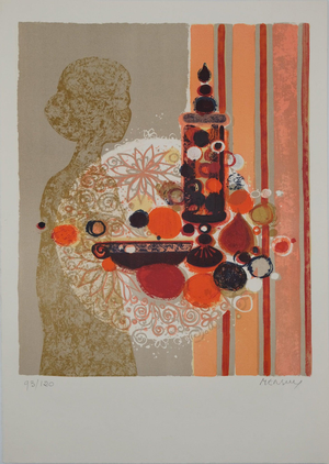 Frédéric Menguy, La femme au plateau de fruits, Lithograph
