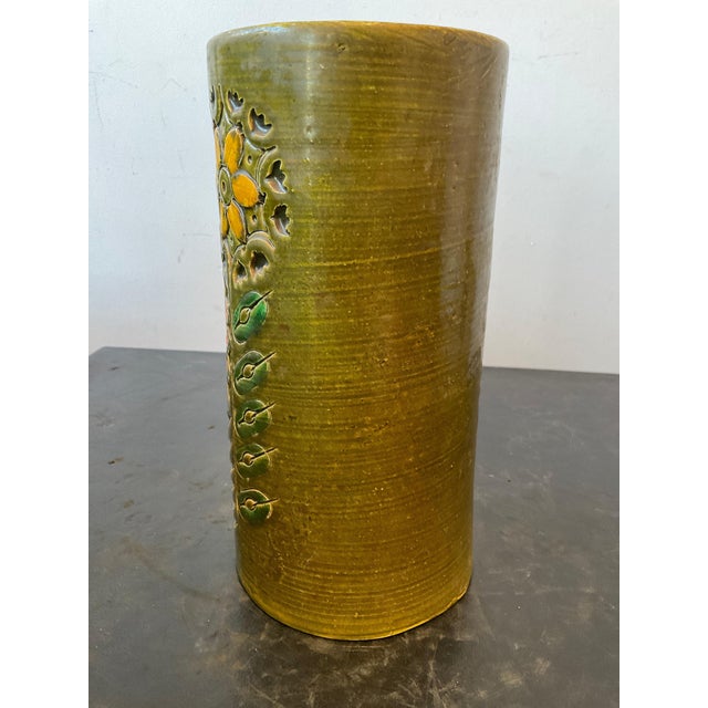 Abstract Green Floral Bitossi Vase For Sale - Image 3 of 8