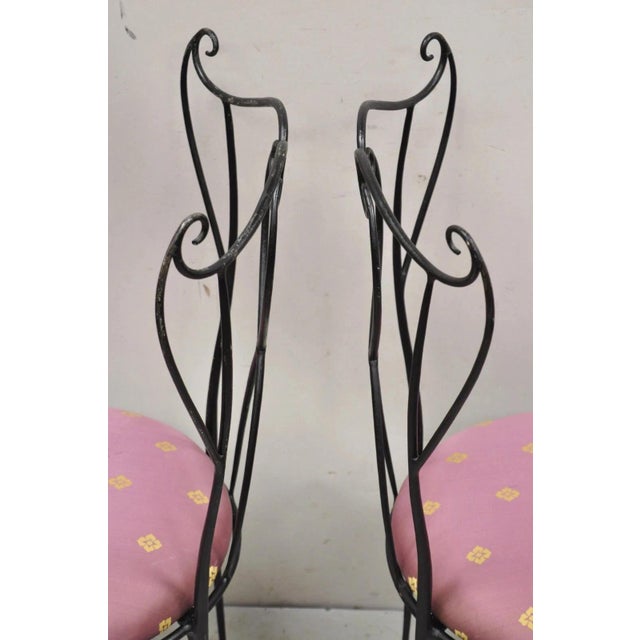 Mid 20th Century Salterini Style Mid Century Modern Scrolling Wrought Iron Side Chairs - A Pair For Sale - Image 11 of 12