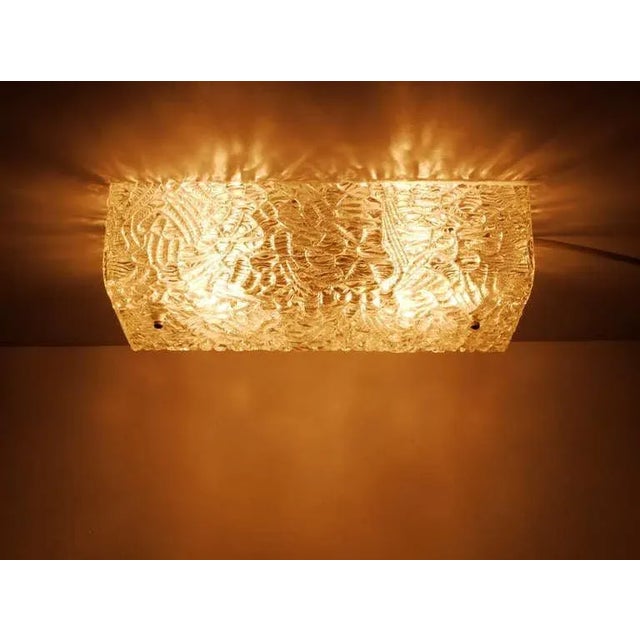 Square Textured Glass Flush Mount or Sconce attributed to J. T. Kalmar for Kalmar, Austria, 1950s For Sale - Image 10 of 11