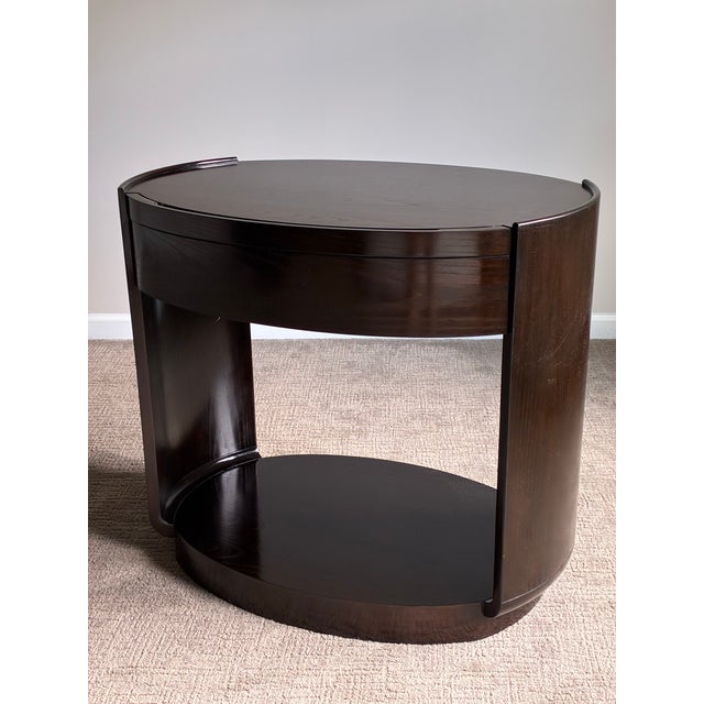 Late 20th Century Pair of Barbara Barry for McGuire Modern Oval Nightstands / End Tables For Sale - Image 5 of 12