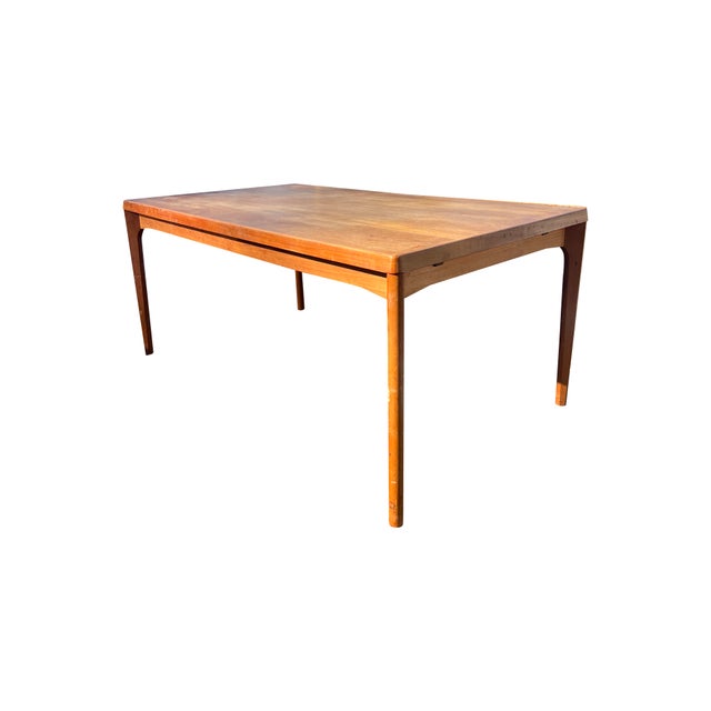 1970s Vintage Danish Modern Teak Dining Table Extendable Retractable For Sale - Image 5 of 11