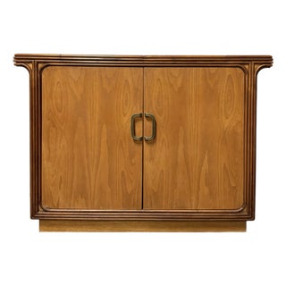 Vintage MCM Flip-Top/Fold-Out Dry Bar on Casters For Sale