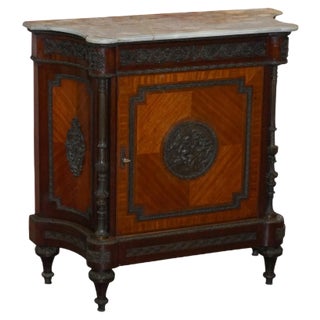 19th-Century French Walnut Sideboard with Marble Top & Bronze Mounts For Sale