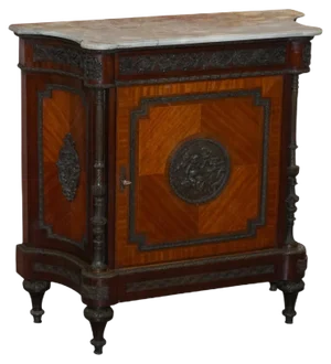 19th-Century French Walnut Sideboard with Marble Top & Bronze Mounts