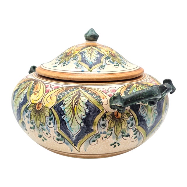 Off-white Late 20th Century Erice Ceramica Ericina Sicilian Hand Painted Majolica Lidded Tureen 10.5" For Sale - Image 8 of 18