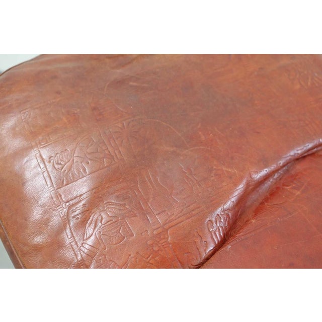 Brown Vintage Egyptian Camel Saddle Stool in Leather and Wood, 1950s For Sale - Image 8 of 11