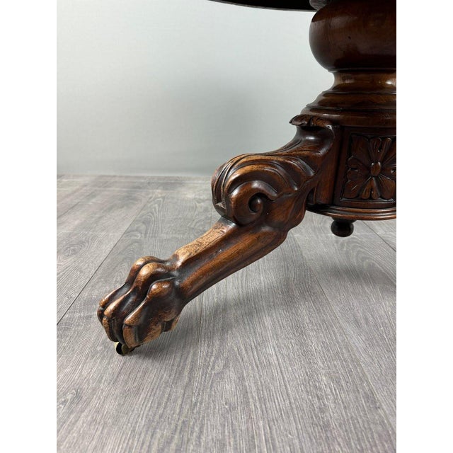 Napoleon III Carved Wooden Pedestal Table with a Marble Top For Sale - Image 6 of 8