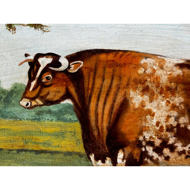 Late 19th Century Victorian British Shorthorn Bull Pastoral Oil Painting in Gilt Frame c.1890 in the Manner of William Ward For Sale - Image 5 of 18
