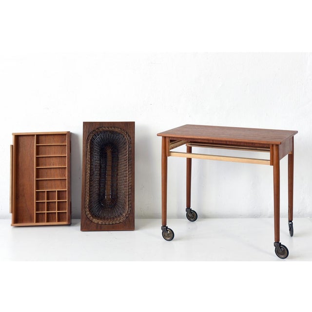 Danish Sewing Box on Castors, 1960s For Sale - Image 6 of 9