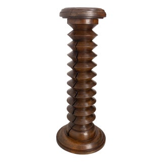 Midcentury Modern French Turned Beech Pedestal, 1940 For Sale