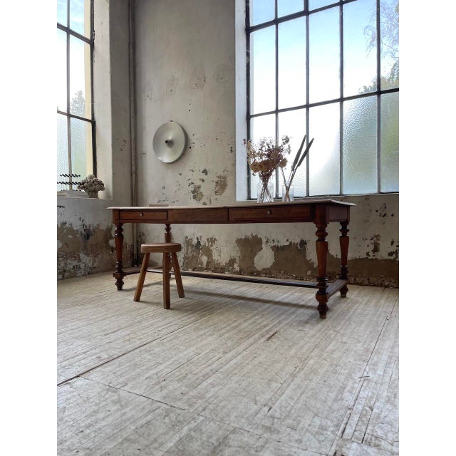 Drapery Farmhouse Table in Walnut For Sale - Image 15 of 18