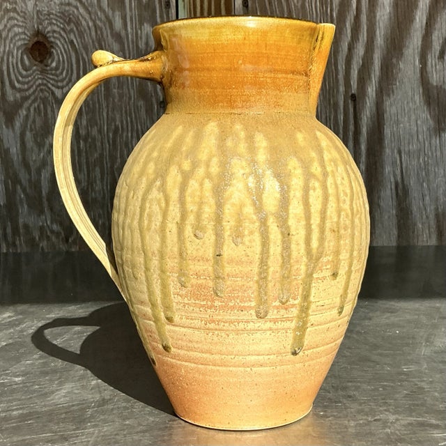 Vintage Boho Original Studio Pottery Pitcher For Sale In West Palm - Image 6 of 7