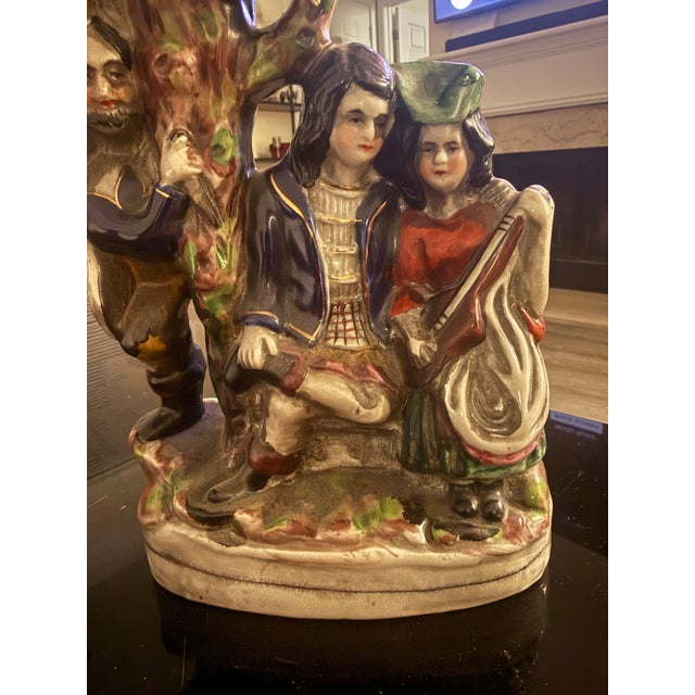 Ceramic Antique Staffordshire Earthenware Figural Spill Vase the Rival Collectible 11.5" For Sale - Image 7 of 7