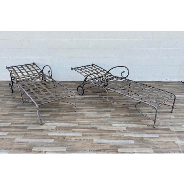 Vintage Pair Brown Jordan Florentine Chaise Lounge Chairs With Original Cushions For Sale - Image 10 of 18