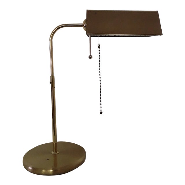 Vintage Brass Colored Swiveling Table Lamp For Sale