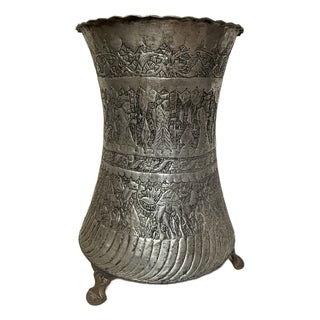 Antique Metal Cachepot, Umbrella Stand, Planter For Sale
